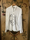 ARCHIVIO J.M.Ribot 24 Autumn and Winter Hand-painted Embroidered Shirt Italy AJM-SH42/MI/RI-0 White